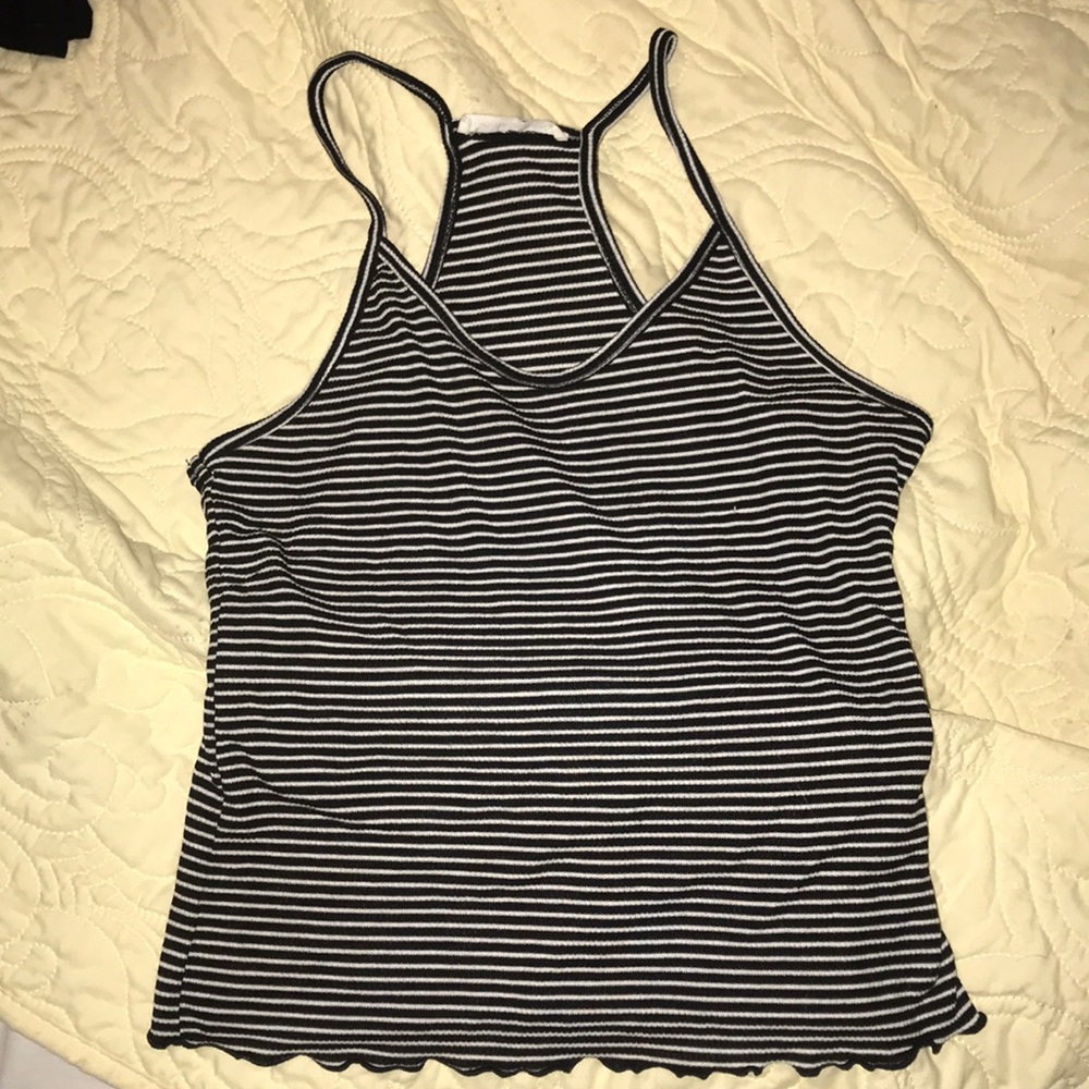 caution to the wind b&w striped tank top